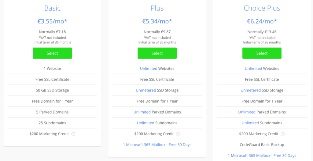 Pricing Bluehost