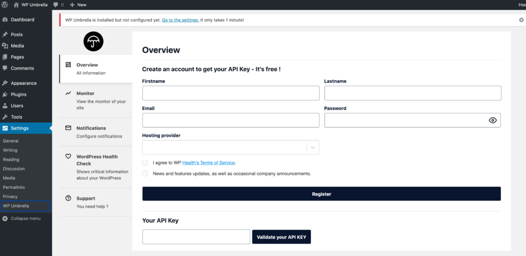 Umbrella dashboard