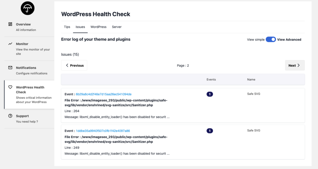 PHP error logs