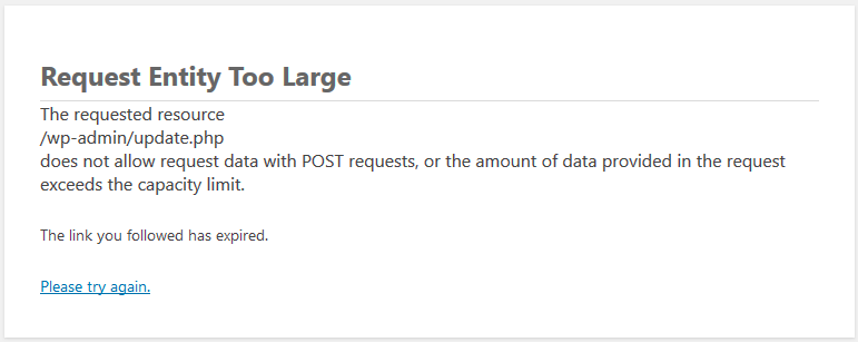 Request entity too large error 