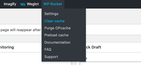 WP Rocket-Cache löschen