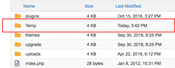 Temp folder WordPress
