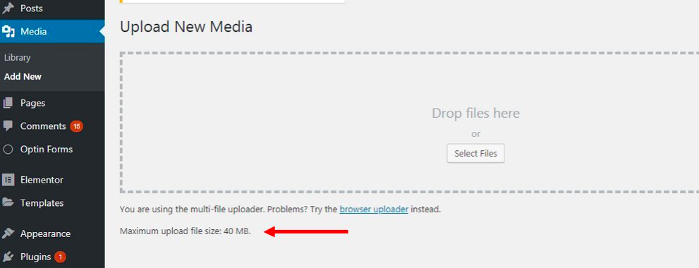 Uploading a media in WordPress