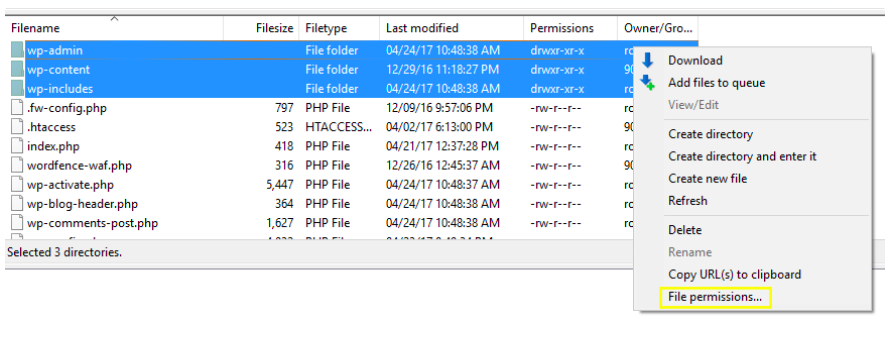 set up file permissions in WordPress
