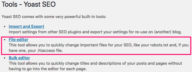 Yoast file editor