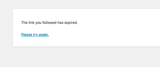 The link you followed has expired error in WordPress.