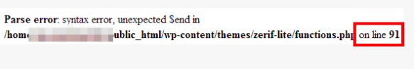 parse error wordpress