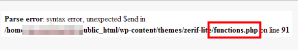 erreur d'analyse functions.php