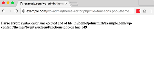 syntax errors on wordpress