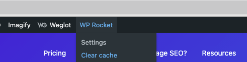 wp rocket cache leeren