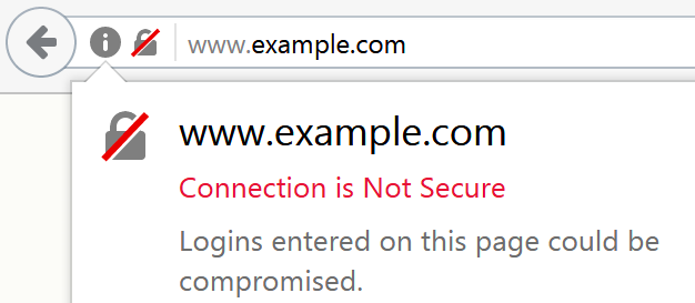 example of a connection is not secure notice