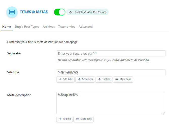 how to set up titles and metas in SEOPress