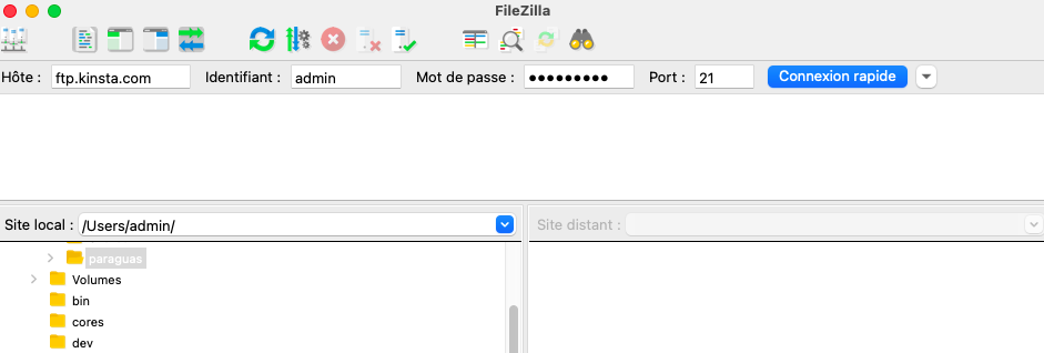 Connexion à votre site web avec filezila