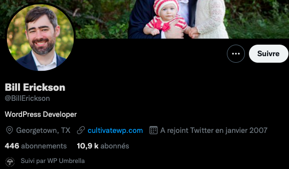 Profil Twitter de Bill Erickson