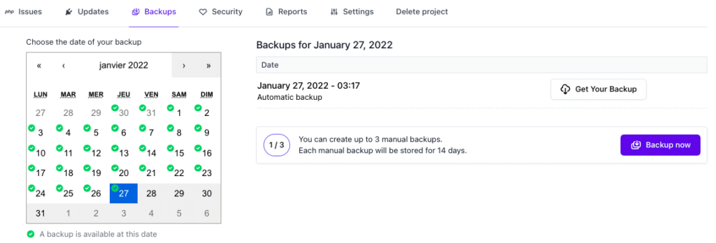 old automatic backup feature