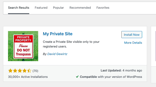 My private site plugin