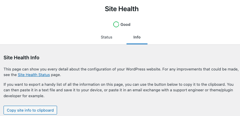 WordPress site health