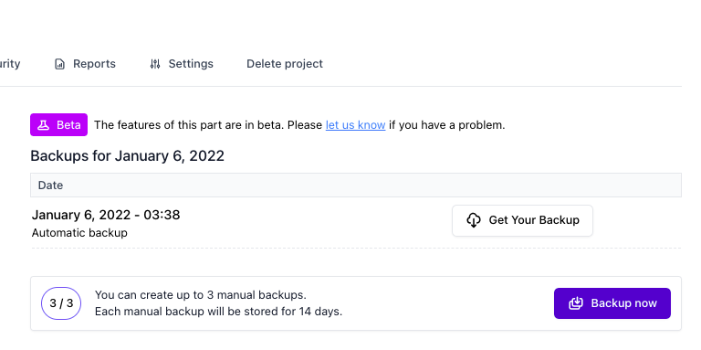 backup your site with WP Umbrella