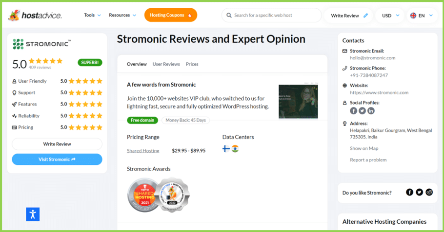 Stromonic review on hostadvice