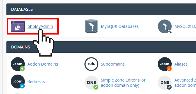 phpmyadmin in panel