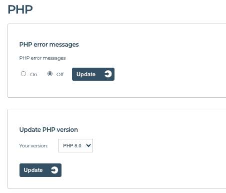 update PHP version one.com