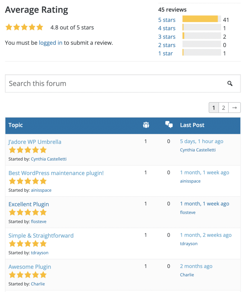 WordPress reviews of WP Umbrella