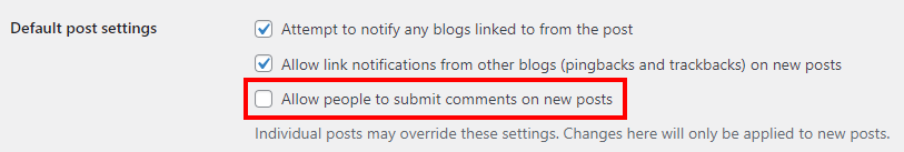 Disabling comments in WordPress.