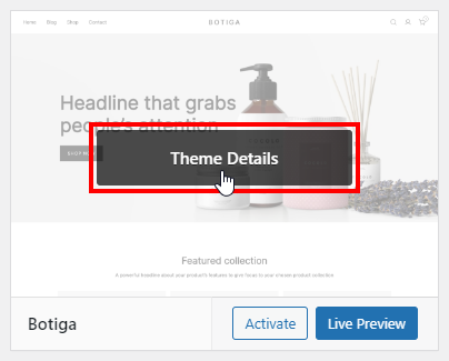 Accessing the WordPress theme options.