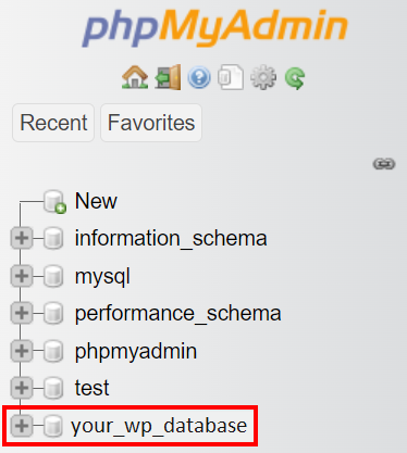 Accessing the WordPress database from phpMyAdmin.