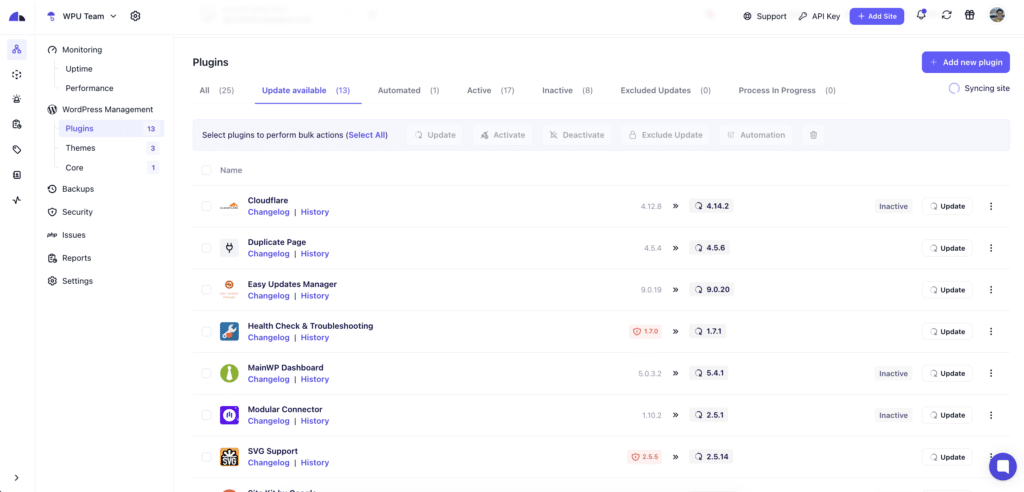 Update management in WP Umbrella