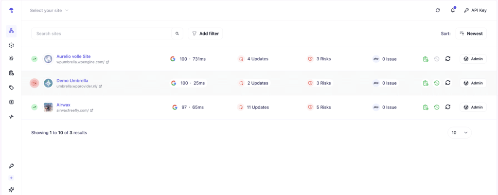 Screenshot WP Umbrella