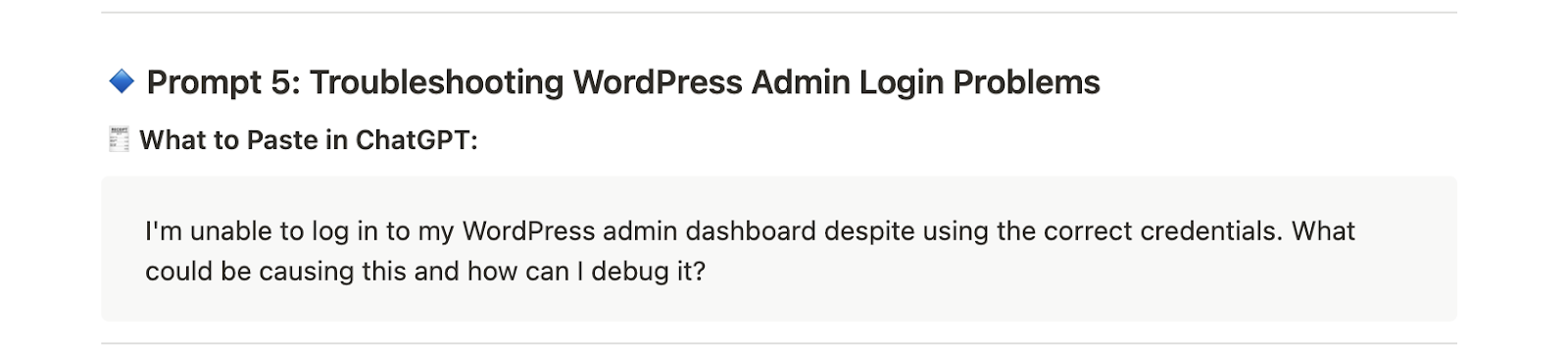 AI Prompt for WordPress Developers
