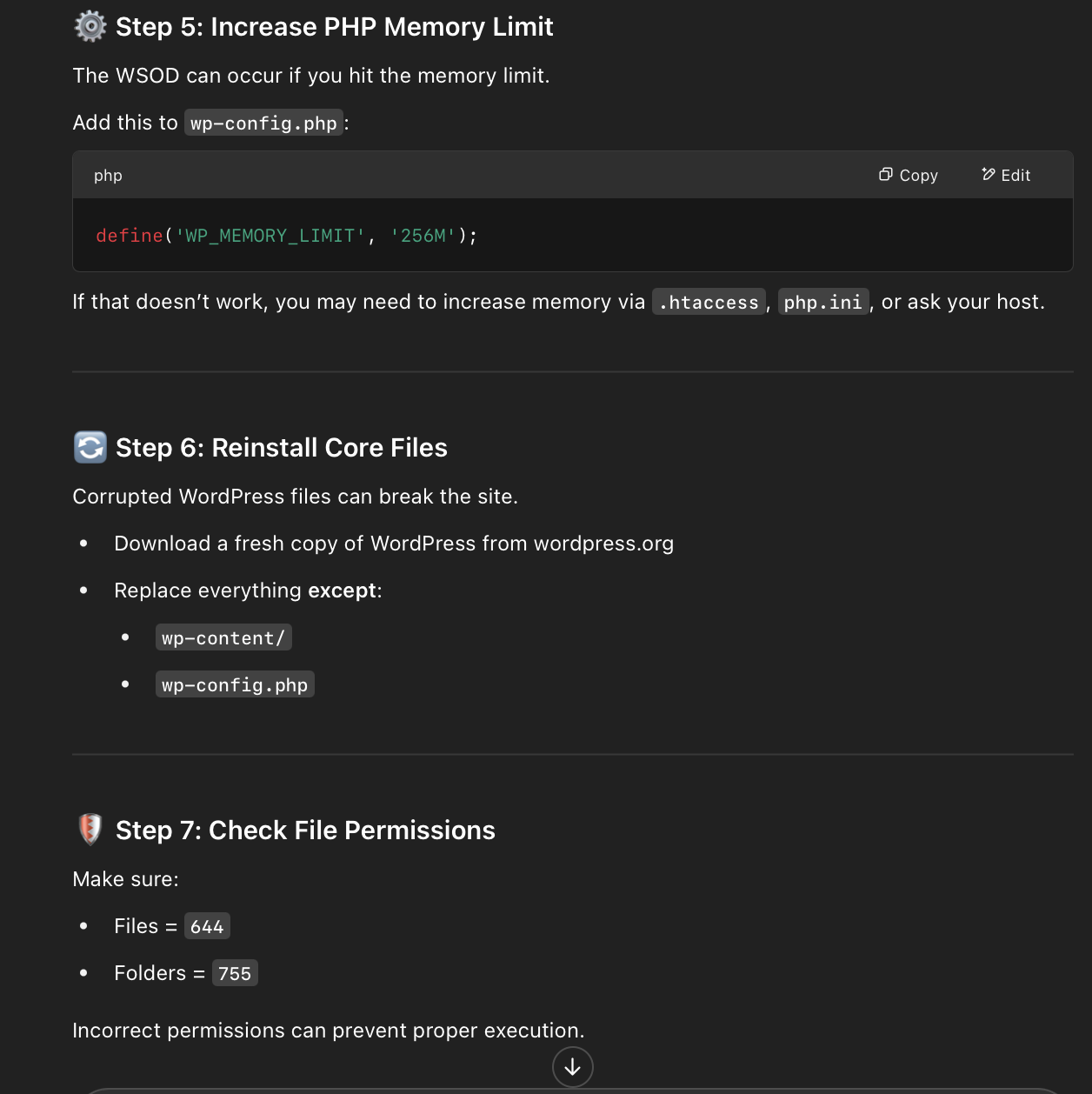 Output of AI Prompt for WordPress Developers