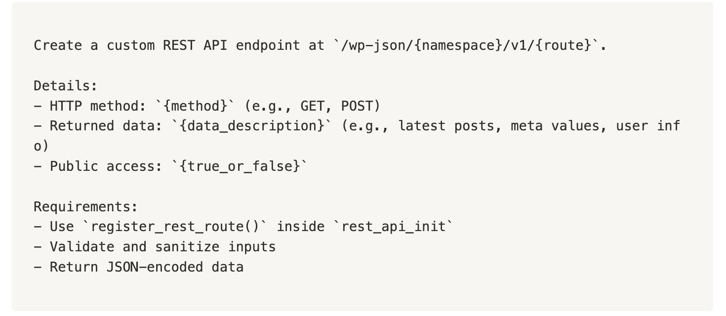 AI Prompt for WordPress Developers