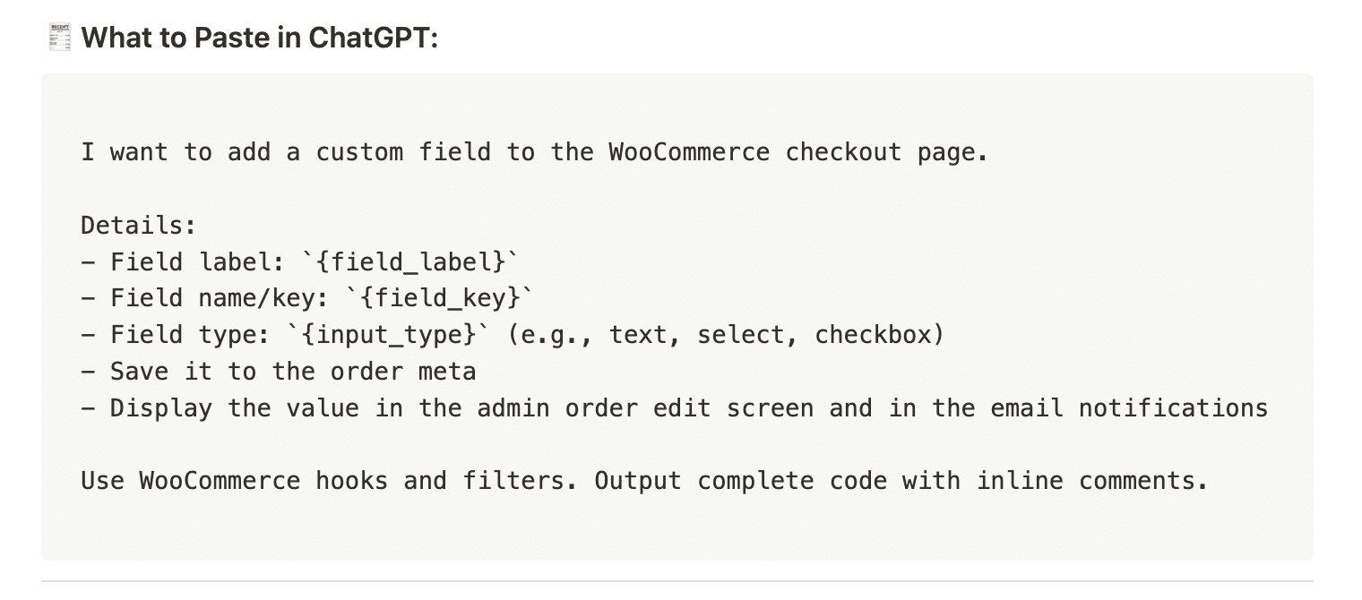 AI Prompt for WordPress Developers