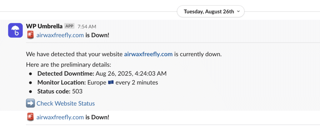 WP Umbrella alerts