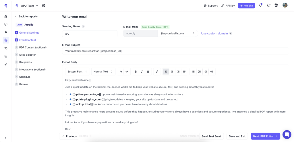 WordPress Maintenance Email Templates by WP Umbrella
