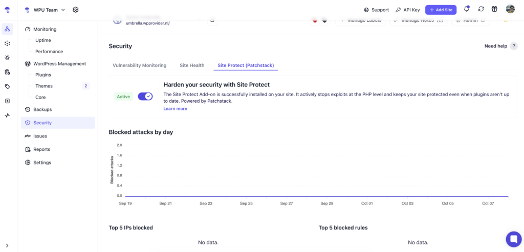 Site Protect blocking vulnerabilities