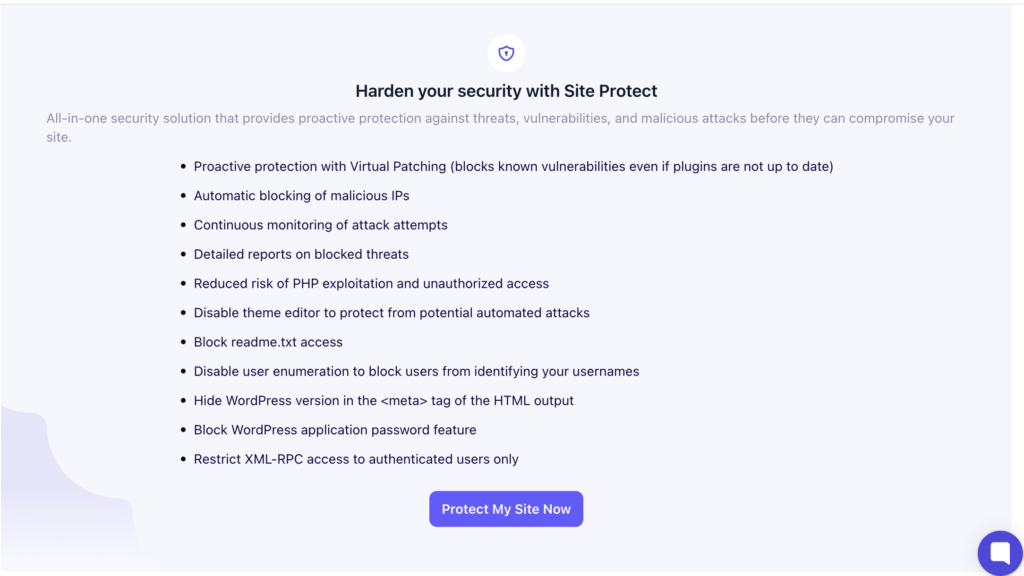 Site Protect by WP Umbrella features