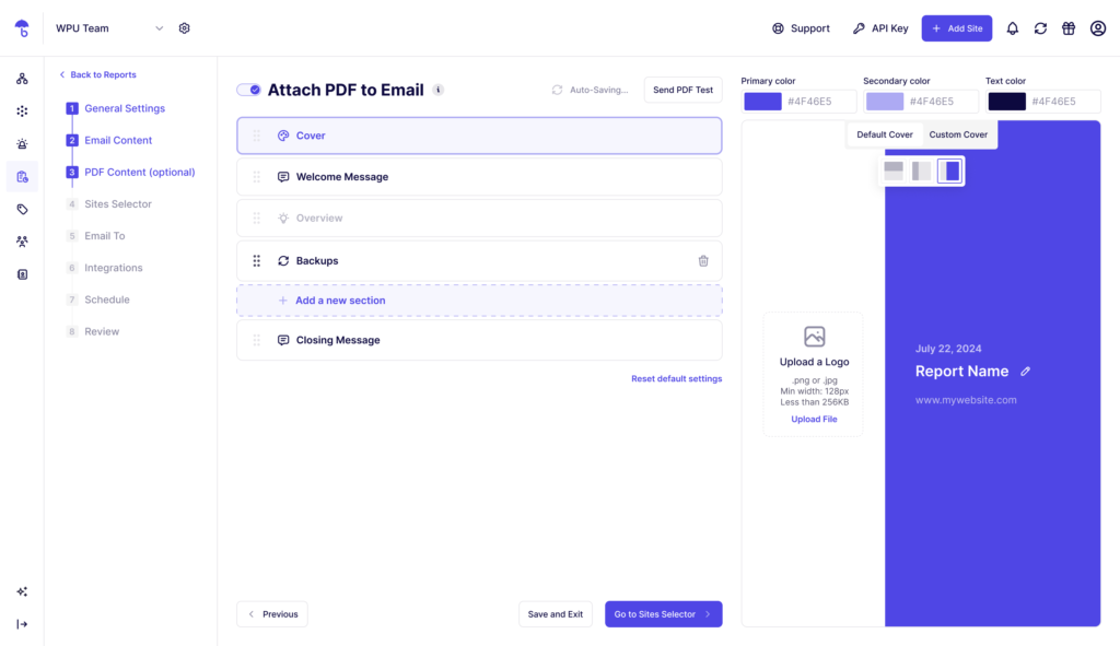 WP Umbrella reporting feature