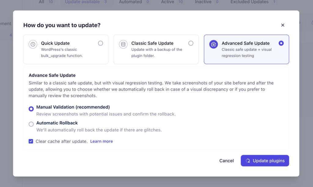 wp umbrella safe update